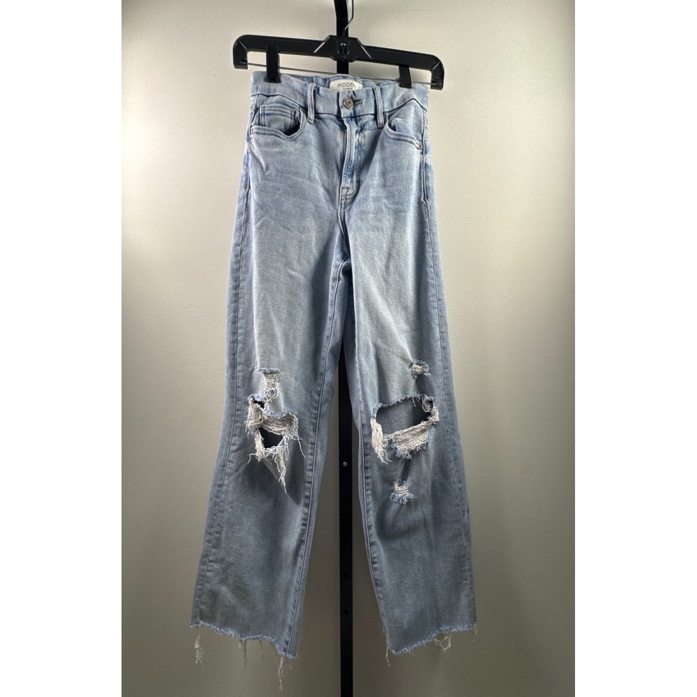 Hidden Jeans Womens Distressed Flare Jeans Light Wash High Rise Size 24